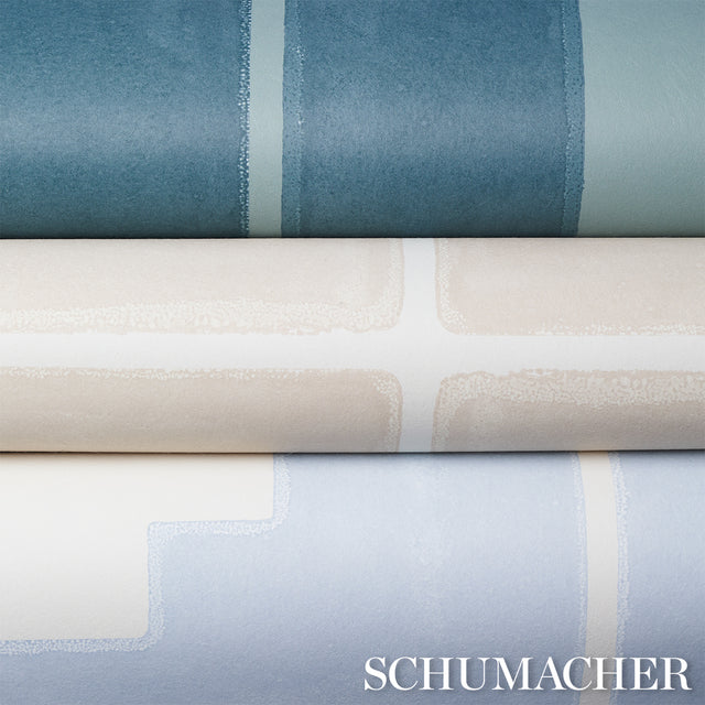 Palindrome Teal by Backdrop Large-Scale Geometric Grid Wallpaper – Schumacher 5015292