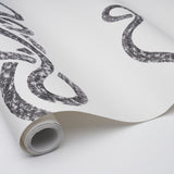 Rhapsody Graphite by Schumacher Large-Scale Calligraphic Stripe Wallpaper – Backdrop Collection 5015300