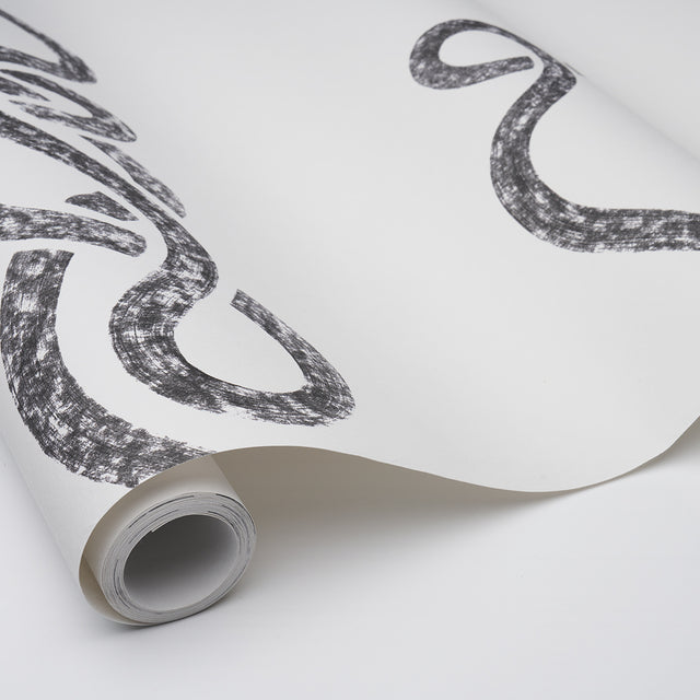 Rhapsody Graphite by Schumacher Large-Scale Calligraphic Stripe Wallpaper – Backdrop Collection 5015300