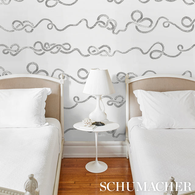 Rhapsody Graphite by Schumacher Large-Scale Calligraphic Stripe Wallpaper – Backdrop Collection 5015300