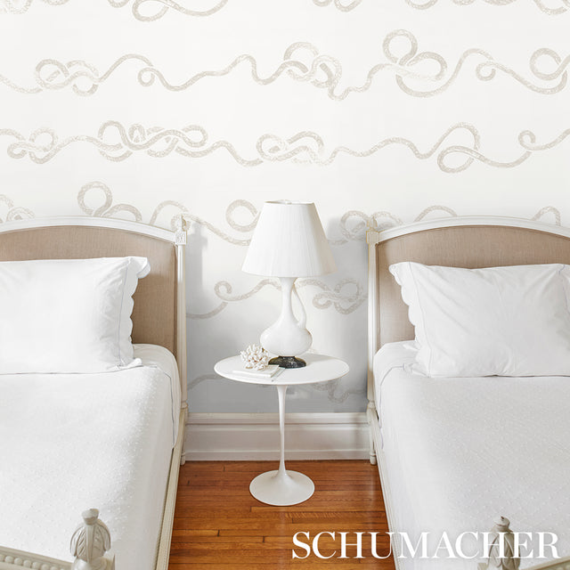 Rhapsody Fog by Backdrop Large-Scale Calligraphic Stripe Wallpaper – Schumacher 5015301