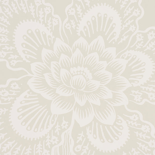 Hothouse Flowers Silhouette Cream by Schumacher – Celerie Kemble Designer Wallpaper 5015320