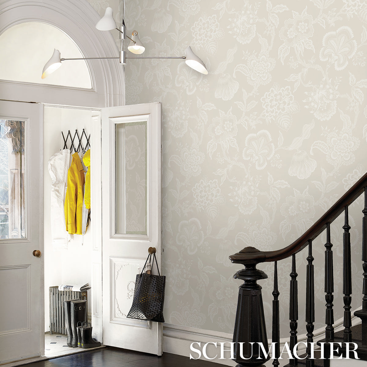 Hothouse Flowers Silhouette Cream by Schumacher – Celerie Kemble Designer Wallpaper 5015320