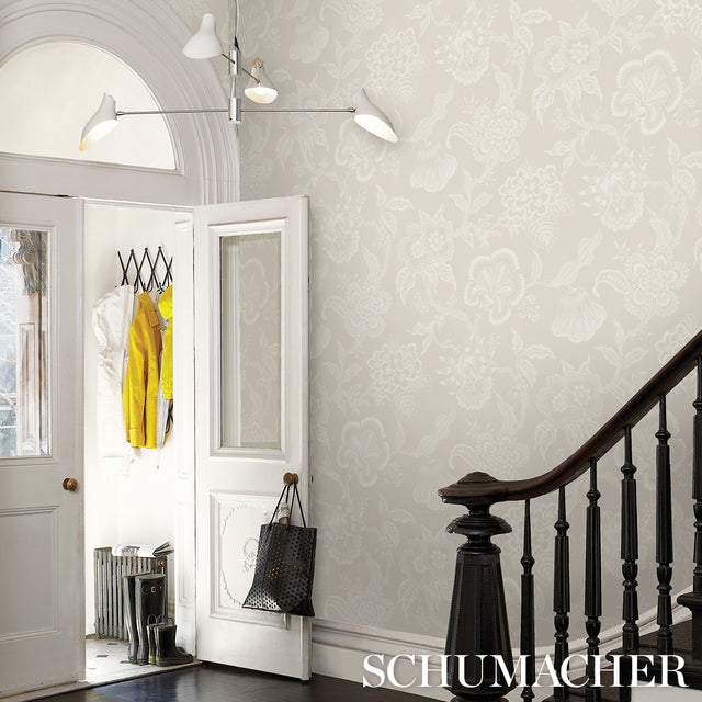 Hothouse Flowers Silhouette Cream by Schumacher – Celerie Kemble Designer Wallpaper 5015320