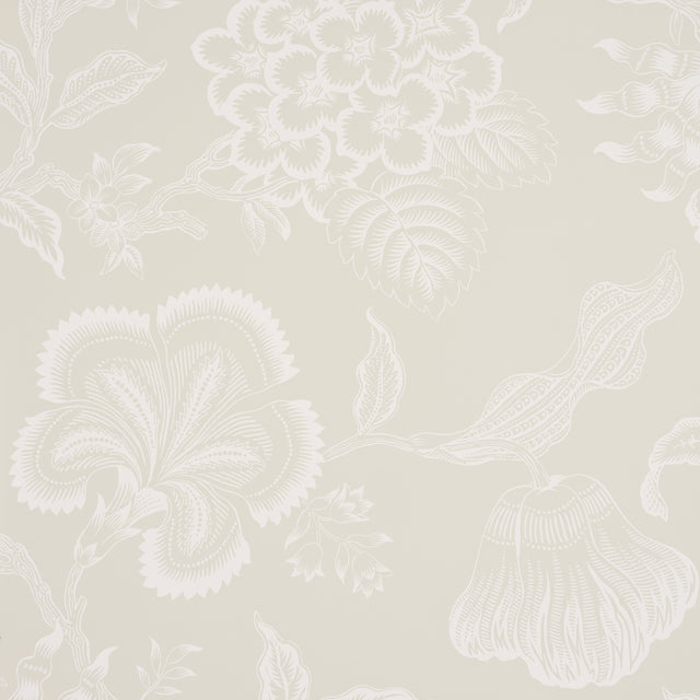 Hothouse Flowers Silhouette wallpaper in cream by Schumacher, featuring a large-scale floral silhouette pattern designed by Celerie Kemble.