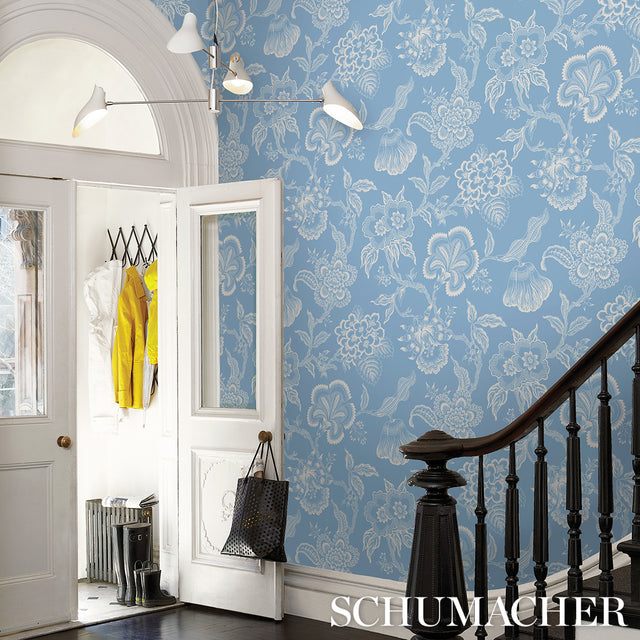 Hothouse Flowers Silhouette Bliss Blue by Celerie Kemble Wallpaper – Schumacher 5015321