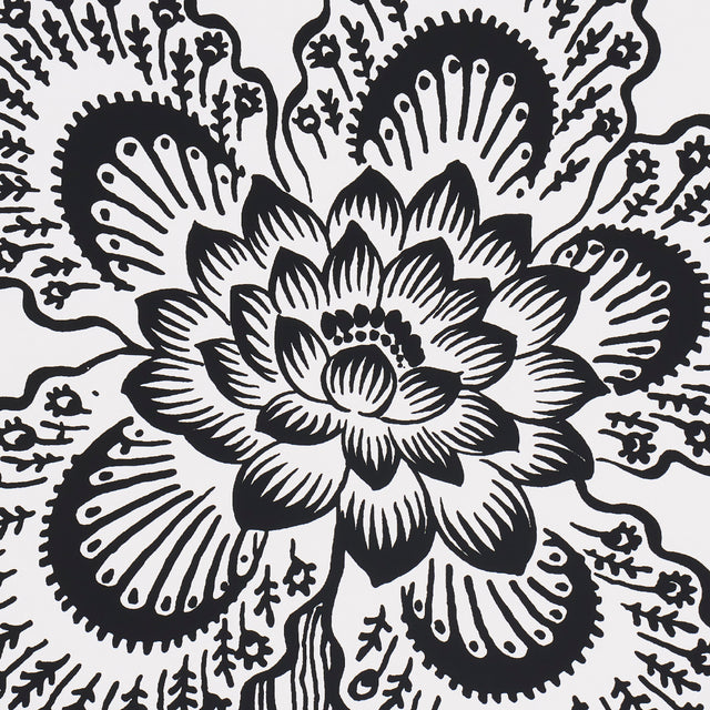 Hothouse Flowers Silhouette Black and White Wallpaper by Celerie Kemble – Schumacher 5015323