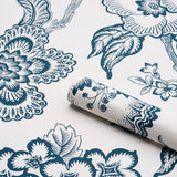 Hothouse Flowers Silhouette Peacock on White by Celerie Kemble Wallpaper – Schumacher 5015324