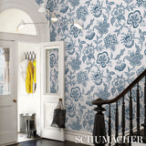 Hothouse Flowers Silhouette Peacock on White by Celerie Kemble Wallpaper – Schumacher 5015324