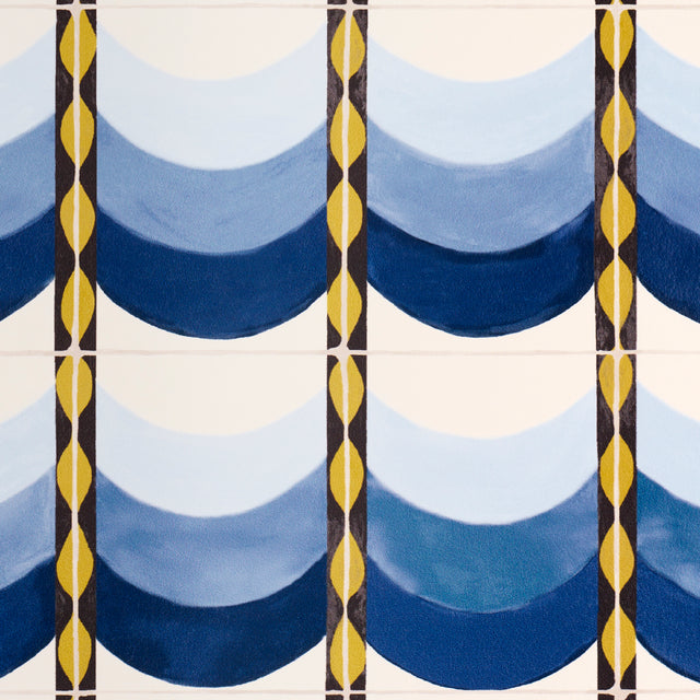 Sintra Blue Trompe-l'œil Tile Wallpaper by Celerie Kemble – Schumacher 5015350