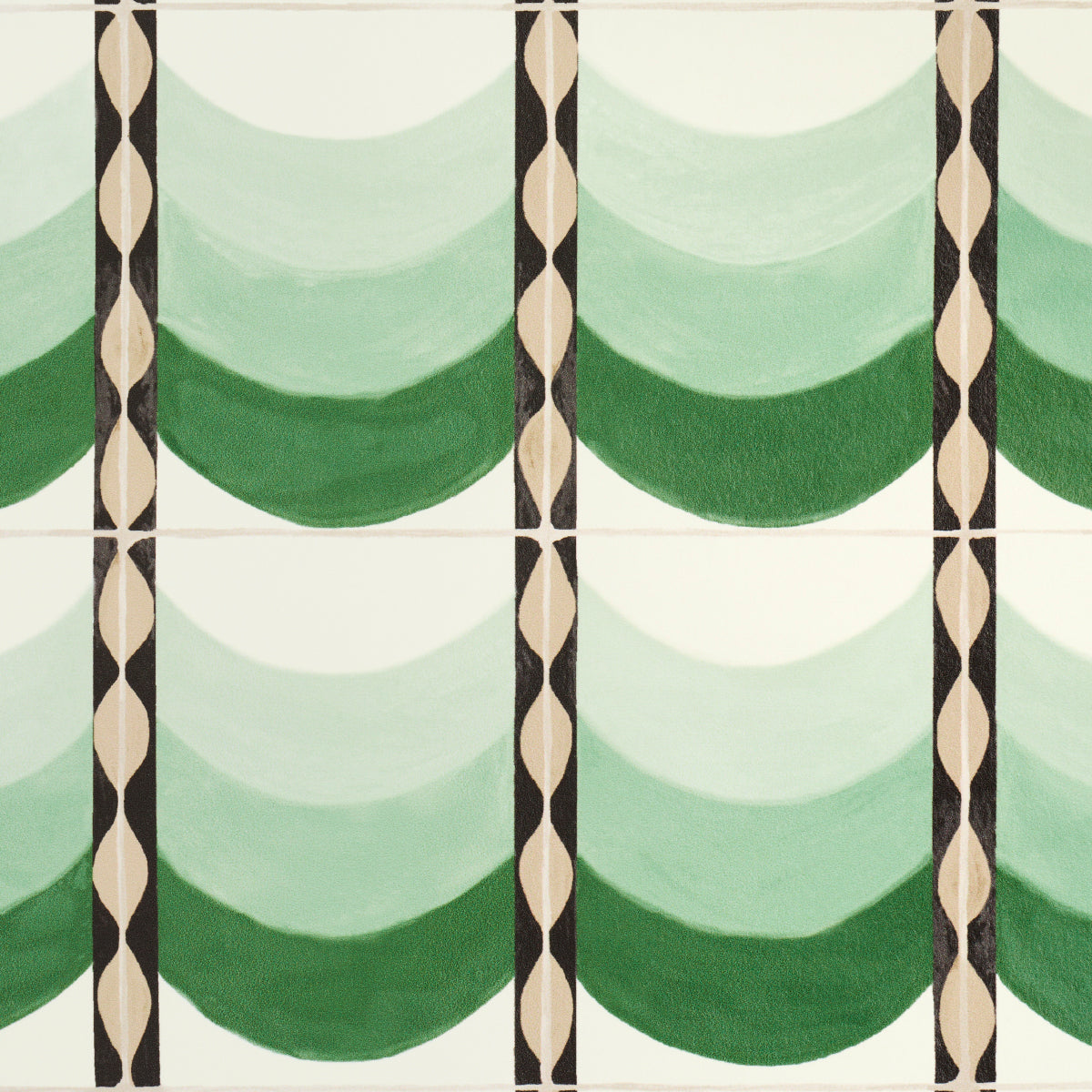 Sintra Green Trompe-l'oeil Tile Wallpaper by Celerie Kemble – Schumacher 5015351