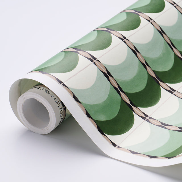 Sintra Green Trompe-l'oeil Tile Wallpaper by Celerie Kemble – Schumacher 5015351