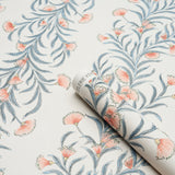 Tasmanian Mimosa Pink & Grey Botanical Stripe Wallpaper by Celerie Kemble – Schumacher 5015360