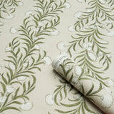 Tasmanian Mimosa Ivory & Green by Schumacher Botanical Stripe Wallpaper – Celerie Kemble 5015362