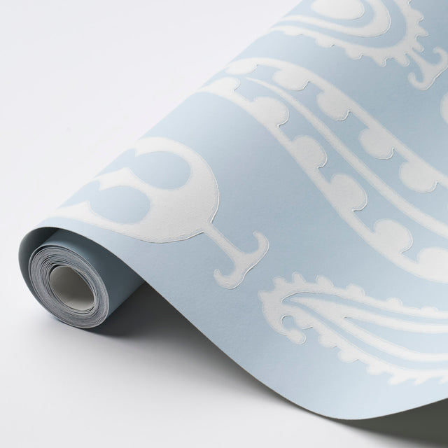 Paisley Peas Sky by Drusus Tabor Modern Painterly Wallpaper – Schumacher 5015380