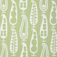 Paisley Peas wallpaper in green by Drusus Tabor for Schumacher, featuring a playful paisley and peapod motif on a non-woven material.