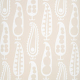 Paisley Peas wallpaper in Natural by Drusus Tabor for Schumacher, featuring a modern paisley and peapod motif in a neutral colorway.