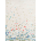 Madame de Pixel Panel Set by David Kaihoi for Schumacher. Abstract pixelated mural wallpaper in multi-color squares, shown in a modern interior setting.