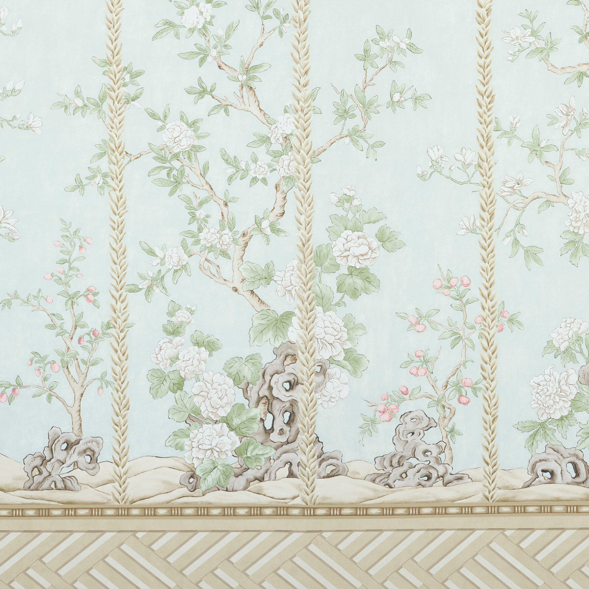 Victoria Panel Set Mineral by Schumacher Chinoiserie Wallpaper – 5015400