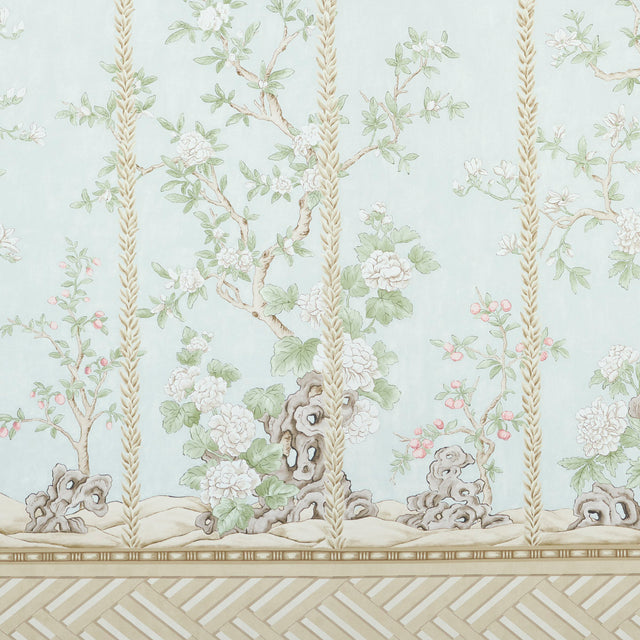 Victoria Panel Set Mineral by Schumacher Chinoiserie Wallpaper – 5015400
