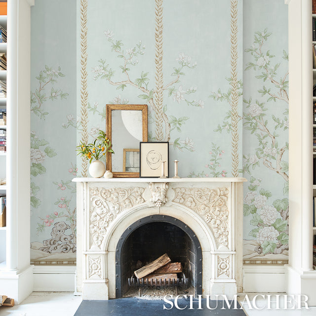 Victoria Panel Set Mineral by Schumacher Chinoiserie Wallpaper – 5015400