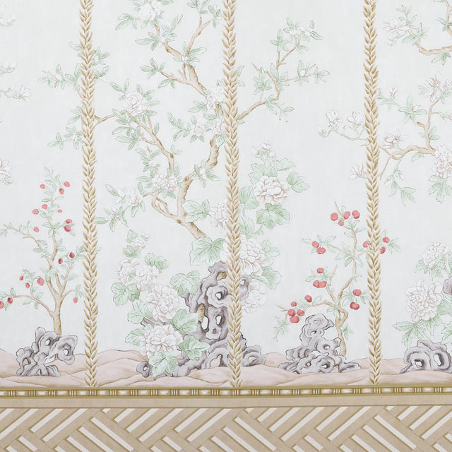 Victoria Panel Set Stone by Schumacher Chinoiserie Wallpaper – 5015401