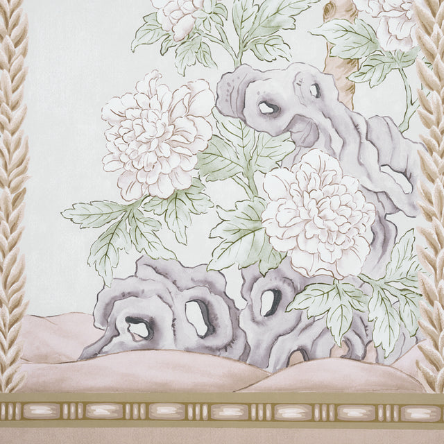 Victoria Panel Set Stone by Schumacher Chinoiserie Wallpaper – 5015401