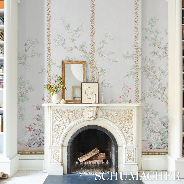 Victoria Panel Set Stone by Schumacher Chinoiserie Wallpaper – 5015401