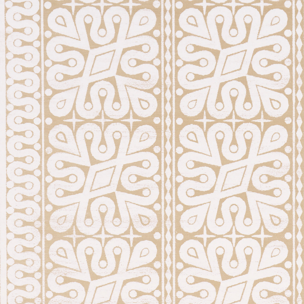 Borneo Grasscloth wallpaper by Schumacher in white, featuring a hand screen printed, Southeast Asian-inspired geometric stripe pattern designed by Celerie Kemble.