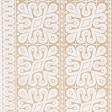 Borneo Grasscloth wallpaper by Schumacher in white, featuring a hand screen printed, Southeast Asian-inspired geometric stripe pattern designed by Celerie Kemble.