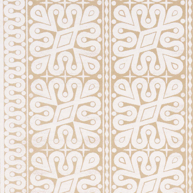 Borneo Grasscloth wallpaper by Schumacher in white, featuring a hand screen printed, Southeast Asian-inspired geometric stripe pattern designed by Celerie Kemble.