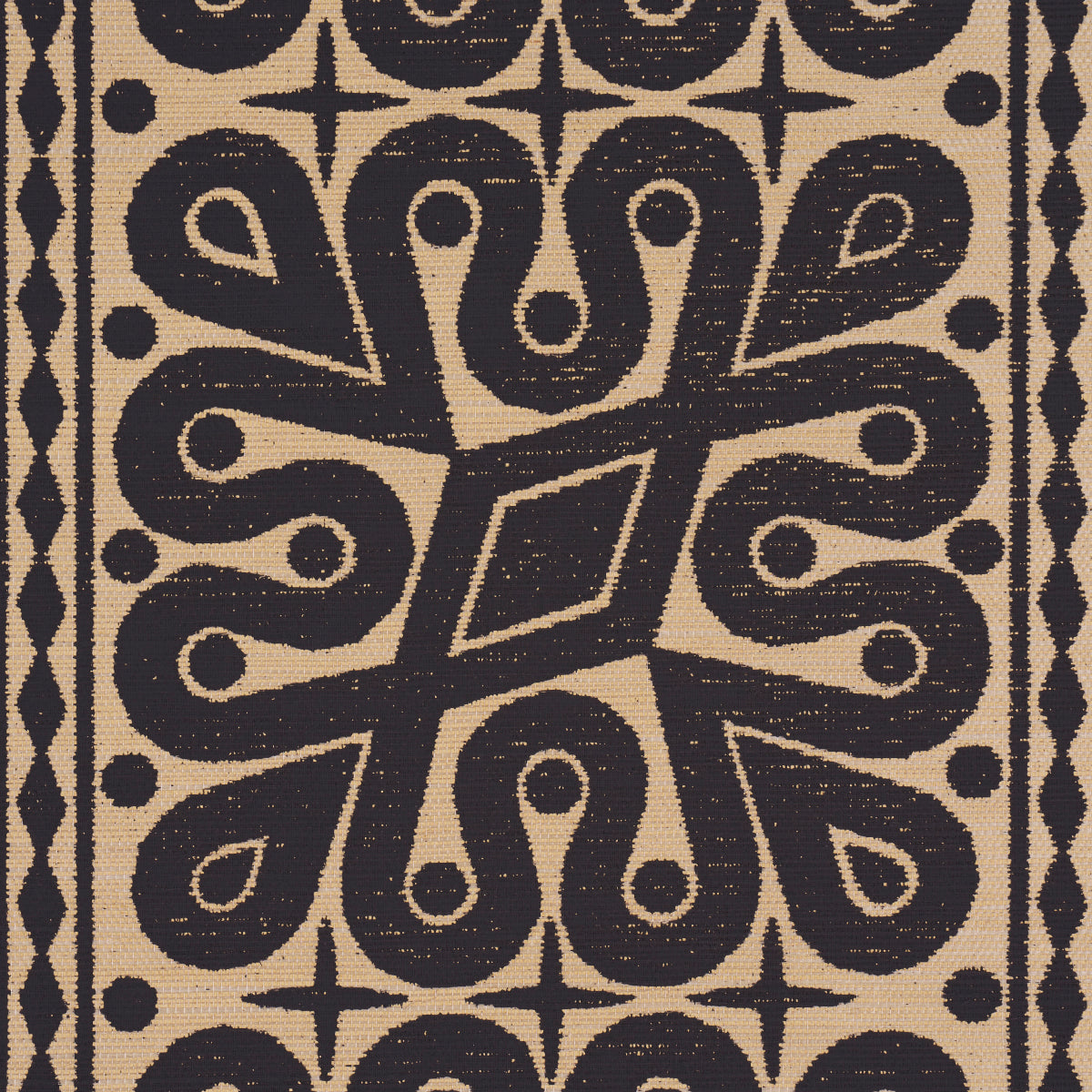 Borneo Grasscloth Black by Schumacher Celerie Kemble Hand Screen Printed Wallpaper – Schumacher 5015412
