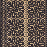 Borneo Grasscloth wallpaper by Schumacher in black, featuring a bold, hand screen printed Southeast Asian-inspired pattern designed by Celerie Kemble.