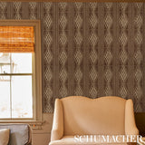Cassava Tobacco by Schumacher Earth and Sky Collection Vertical Stripe Diamond Wallpaper – 5015420