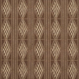 Cassava Tobacco by Schumacher - Earth and Sky Collection. Vertical stripe wallpaper with diamond detail in brown and beige tones.