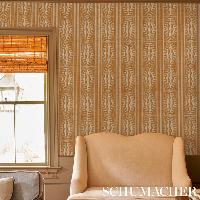 Cassava Sable by Schumacher Earth and Sky Collection Multi-width Vertical Stripe Wallpaper – Schumacher 5015421