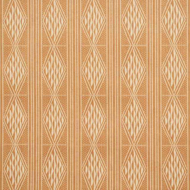 Cassava Sable by Schumacher - Earth and Sky Collection. Multi-width vertical stripe wallpaper with diamond detail, printed on a jute ground.