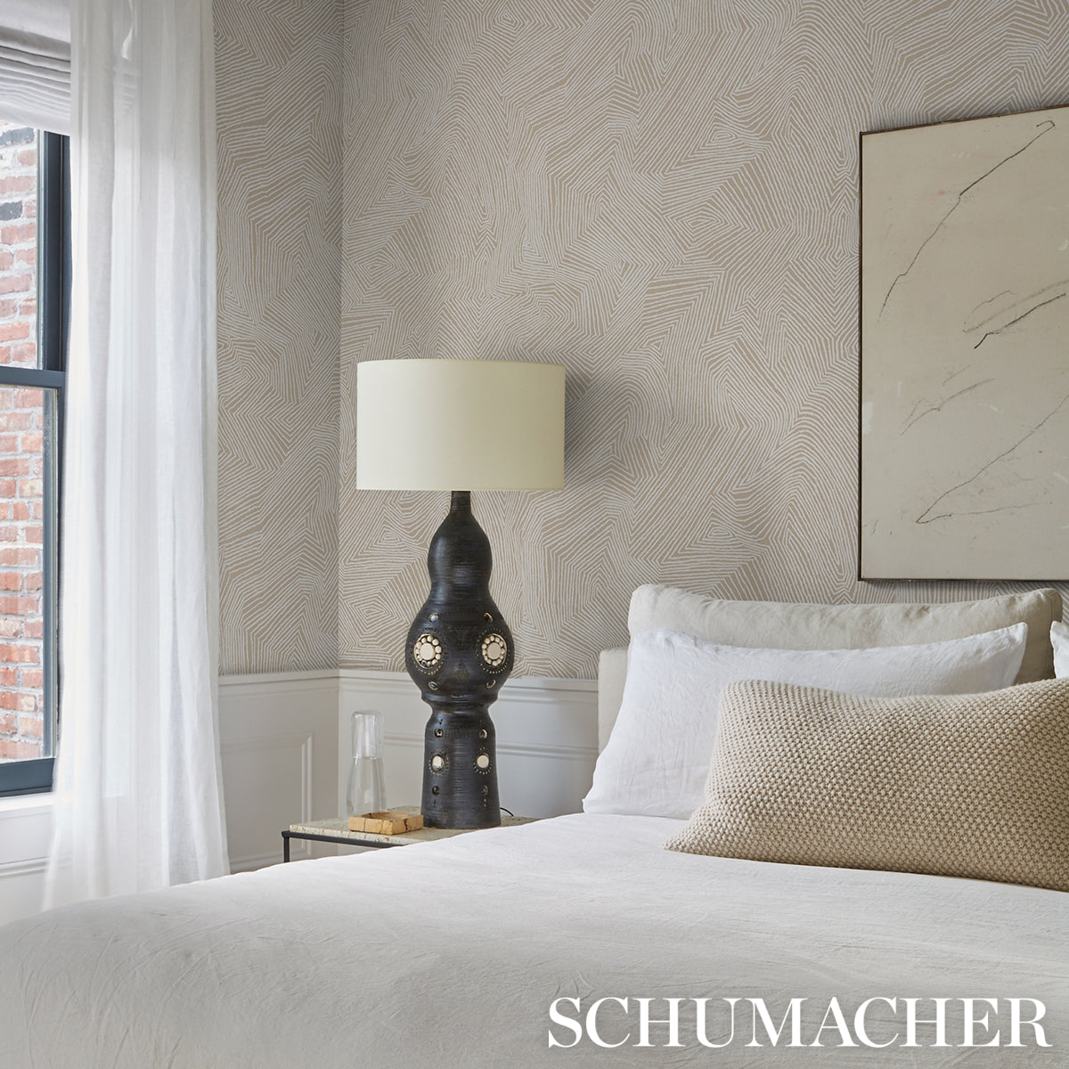 Labyrinth Grand Dune by Schumacher Earth and Sky Collection Large-Scale Geometric Wallpaper – Schumacher 5015430