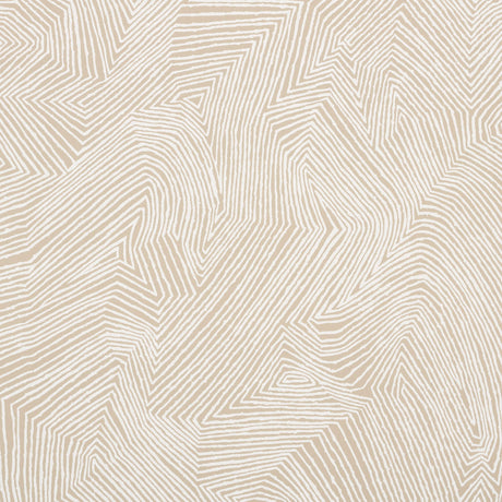 Labyrinth Grand wallpaper in Dune by Schumacher, featuring a large-scale, topographic-inspired geometric pattern in neutral tones.