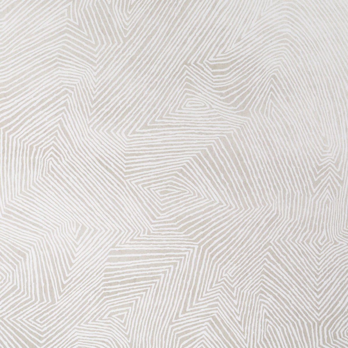 Labyrinth Grand Soft Silver wallpaper by Schumacher featuring a large-scale, topographic-inspired geometric pattern in soft silver tones.