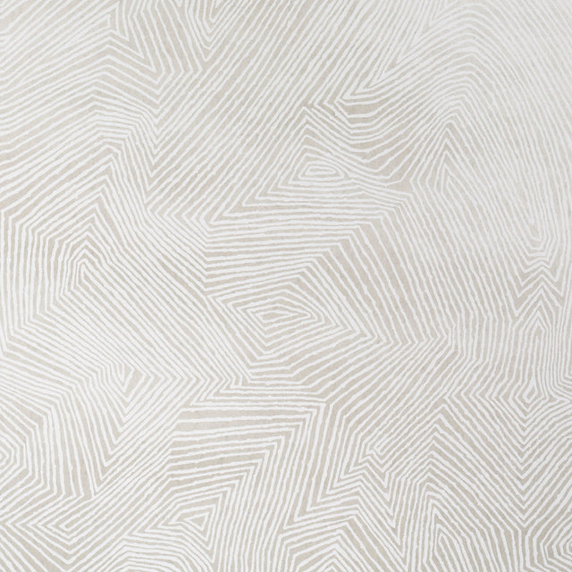 Labyrinth Grand Soft Silver wallpaper by Schumacher featuring a large-scale, topographic-inspired geometric pattern in soft silver tones.