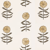 Pretty Petals wallpaper by Marian McEvoy for Schumacher, featuring stylized neutral flowers inspired by Central Asian textiles.