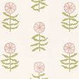 Pretty Petals wallpaper in Blush by Marian McEvoy for Schumacher, featuring stylized pink flowers and green stems on a light background.