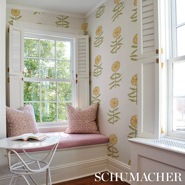 Pretty Petals Soft Yellow by Marian McEvoy Floral Wallpaper – Schumacher 5015452
