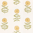 Pretty Petals wallpaper in soft yellow by Marian McEvoy for Schumacher, featuring stylized floral motifs on a light background.