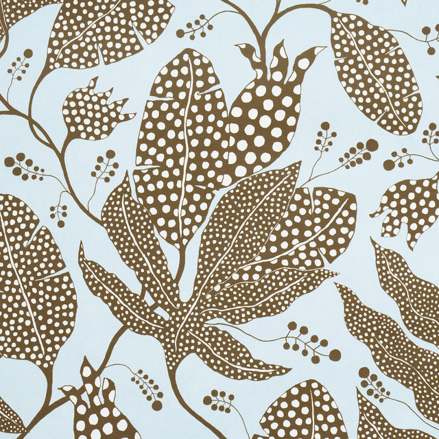 Polka Dot Jungle Brown & Sky Botanical Wallpaper – Schumacher 5015461