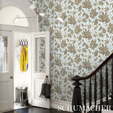 Polka Dot Jungle Brown & Sky Botanical Wallpaper – Schumacher 5015461