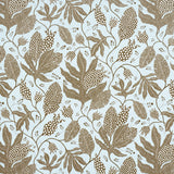 Polka Dot Jungle wallpaper by Marian McEvoy for Schumacher in brown and sky blue, featuring a large-scale botanical polka dot pattern.
