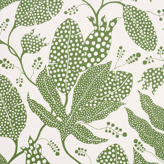 Polka Dot Jungle Green & Ivory by Marian McEvoy Botanical Wallpaper – Schumacher 5015463