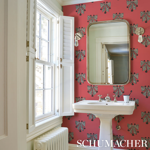 Bow-Wow-Wow Red by Schumacher Marian McEvoy Collection Wallpaper – Schumacher 5015471